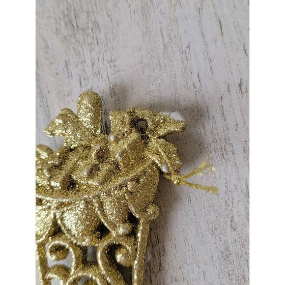 Golden glitter stocking spiral ornament Xmas decor - Picture 5 of 9